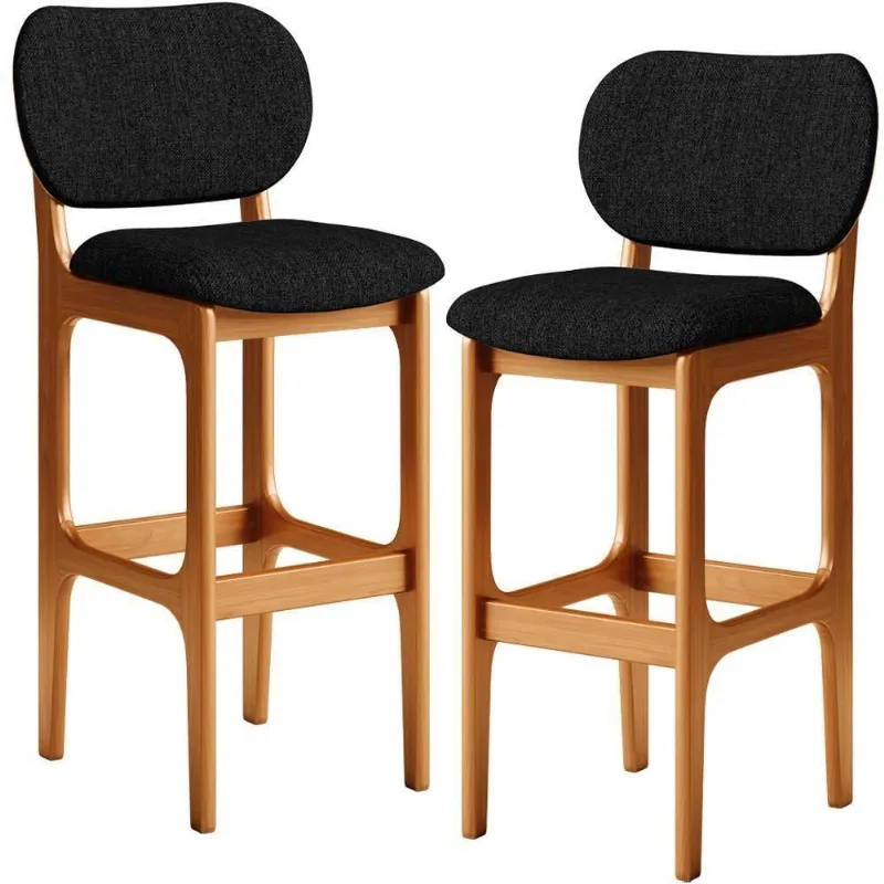 Kit 2 Banquetas Alta Cozinha Betta L02 Imbuia Chumbo - Lyam Decor