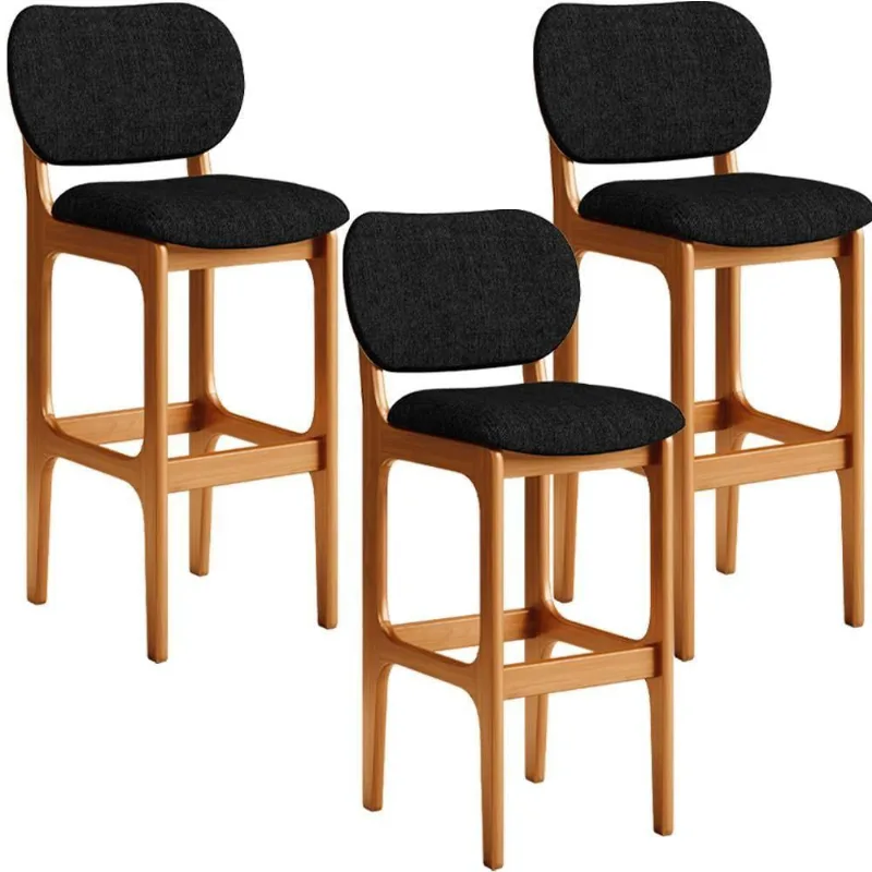 Kit 3 Banquetas Alta Betta Imbuia Linho Chumbo - Lyam Decor
