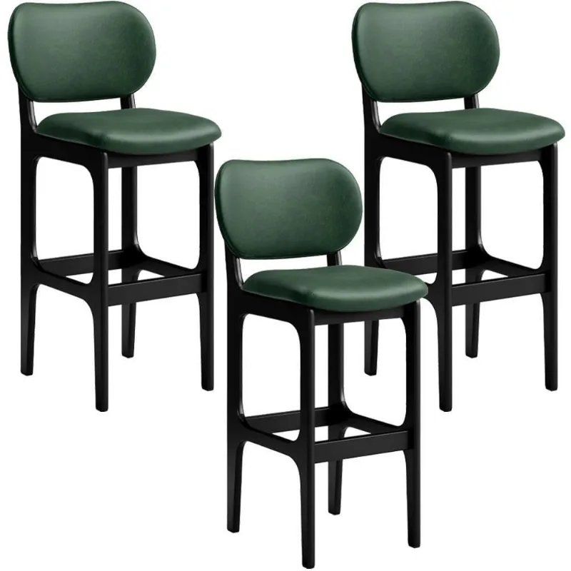 Kit 3 Banquetas Alta Betta Preto Facto Verde Musgo - Lyam Decor