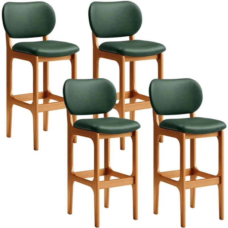Kit 4 Banquetas Alta Bar Cozinha Sala Jantar Fixa Betta L02 Imbuia Facto Verde Musgo - Lyam Decor - Lyam Decor