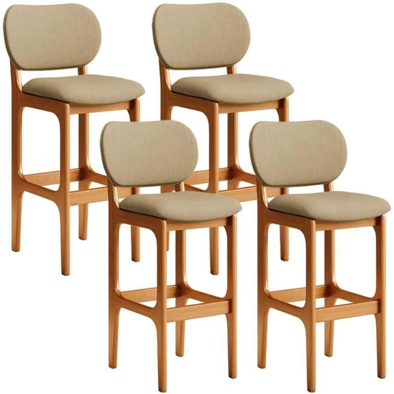 Kit 4 Banquetas Alta Cozinha Betta L02 Imbuia Bege Escuro - Lyam Decor