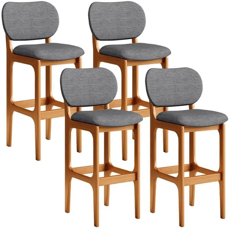 Kit 4 Banquetas Alta Betta Imbuia Linho Cinza Escuro - Lyam Decor