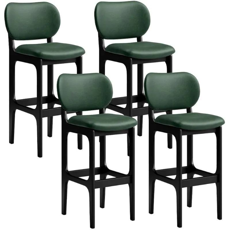 Kit 4 Banquetas Alta Betta Preto Facto Verde Musgo - Lyam Decor