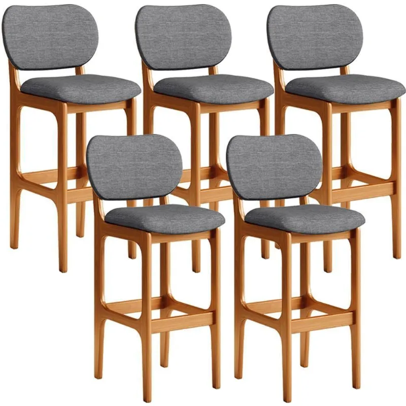 Kit 5 Banquetas Alta Cozinha Betta L02 Imbuia Cinza Escuro - Lyam Decor