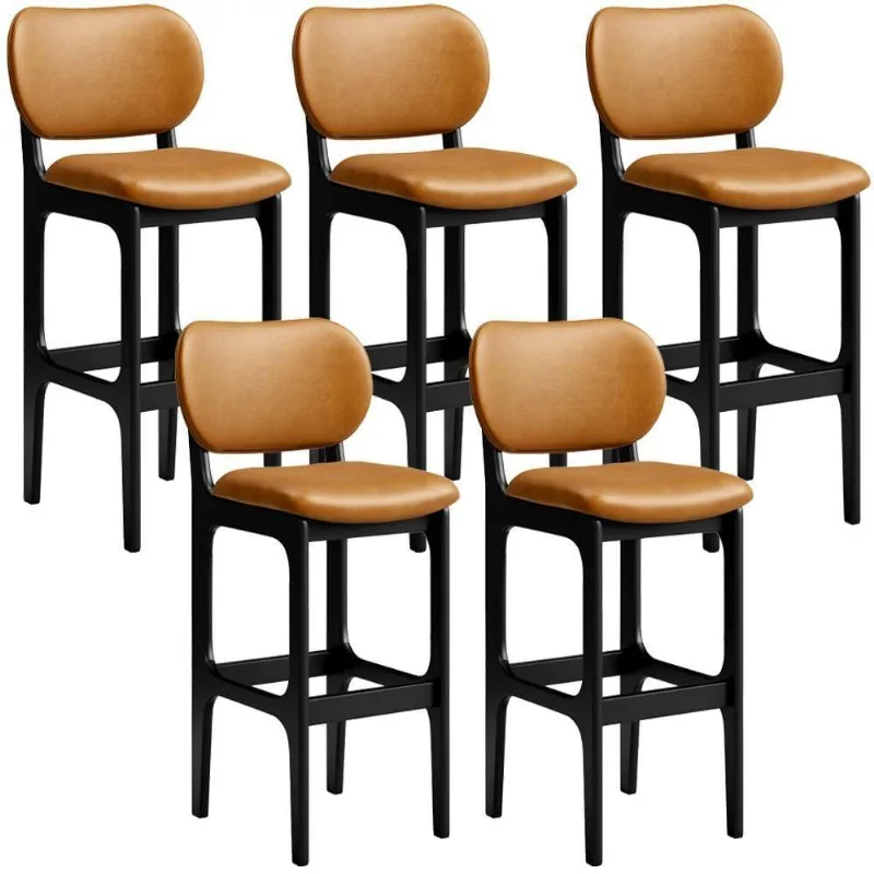 Kit 5 Banquetas Alta Bar Cozinha Betta L02 Preto Whisky - Lyam Decor