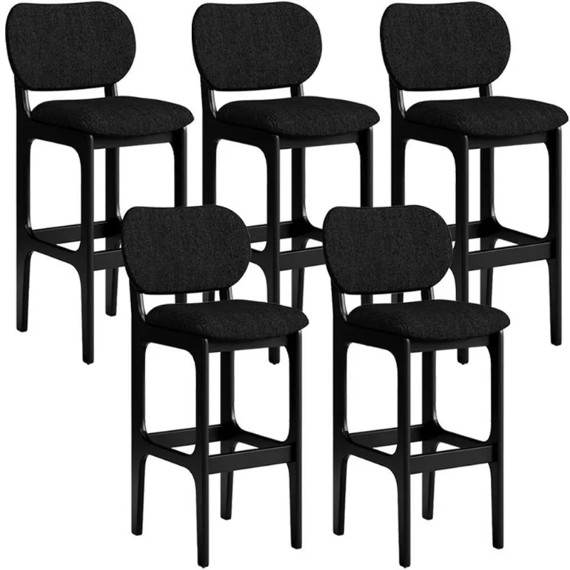 Kit 5 Banquetas Alta Cozinha Betta L02 Preto Chumbo - Lyam Decor