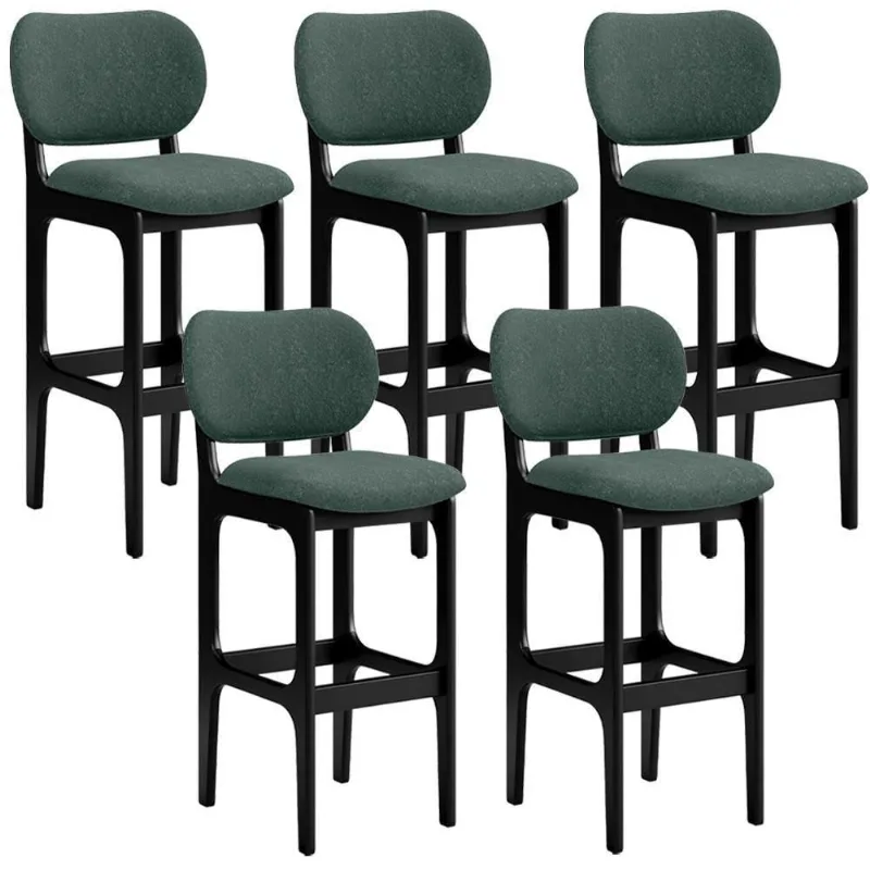 Kit 5 Banquetas Alta Betta Preto Linho Verde Musgo - Lyam Decor