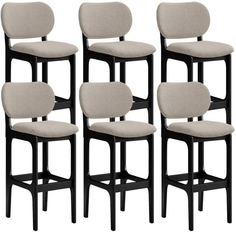 Kit 6 Banquetas Alta Bar Cozinha Sala Jantar Fixa Betta L02 Preto Linho Bege - Lyam Decor