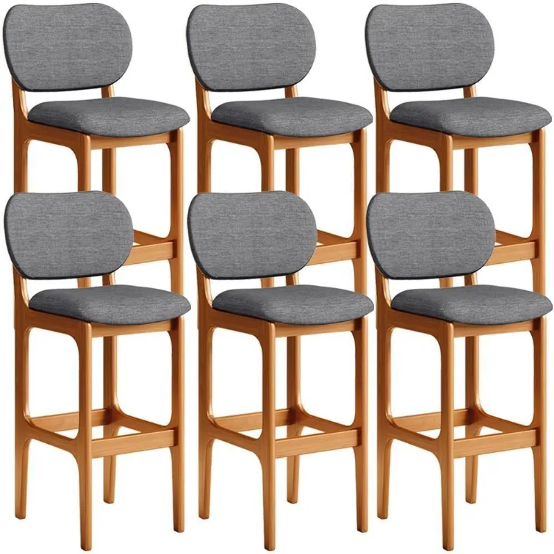 Kit 6 Banquetas Alta Cozinha Betta L02 Imbuia Cinza Escuro - Lyam Decor