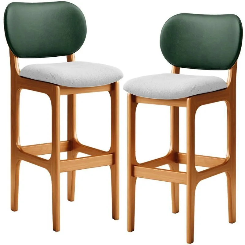 Kit 2 Banquetas Alta Cozinha Betta L02 Imbuia Verde Cinza - Lyam Decor