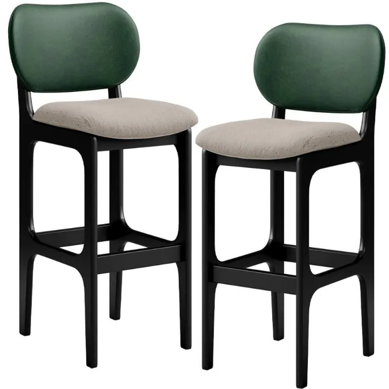 Kit 2 Banquetas Alta Cozinha Betta L02 Preto Verde Bege - Lyam Decor
