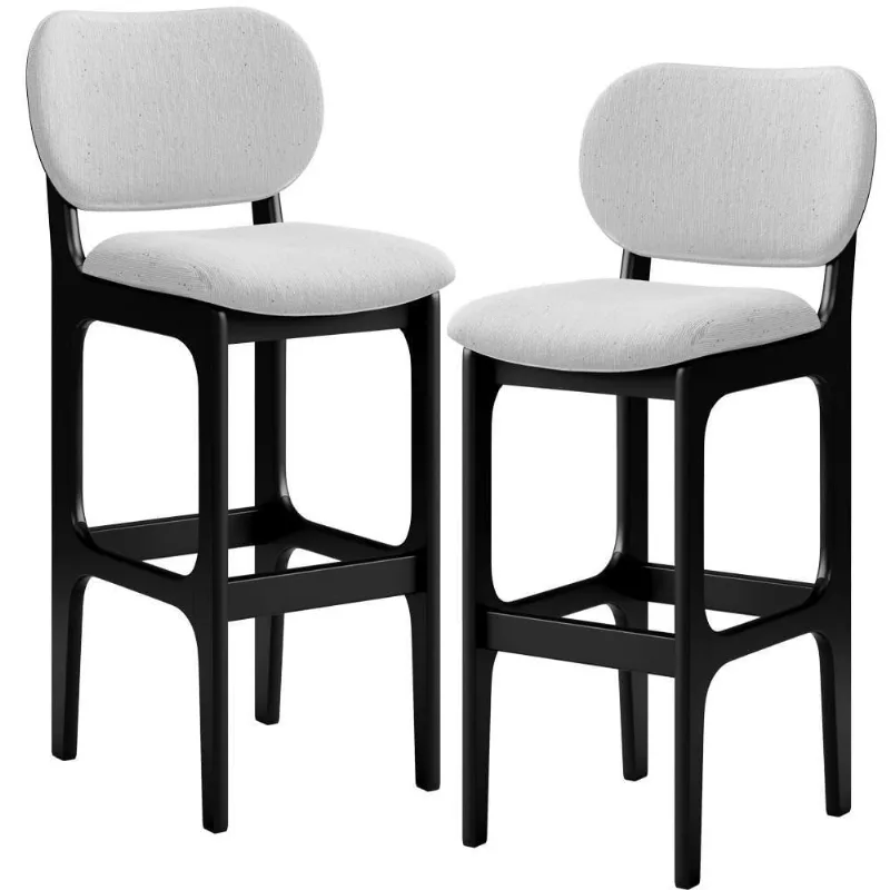 Kit 2 Banquetas Alta Betta Preto Linho Cinza - Lyam Decor