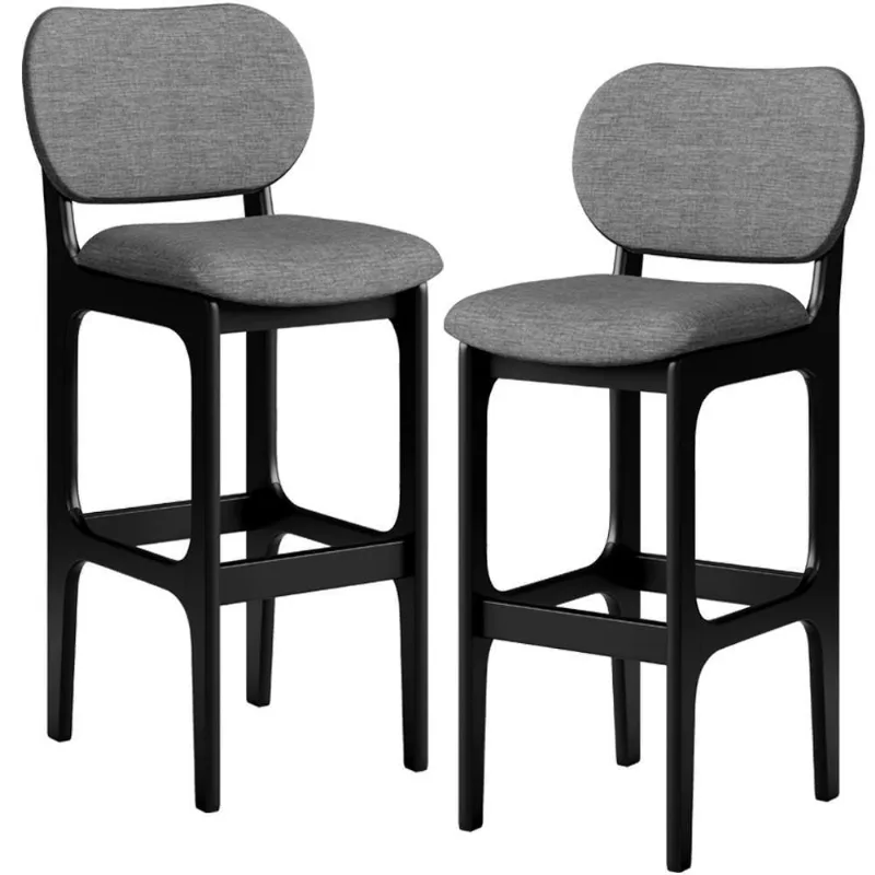 Kit 2 Banquetas Alta Cozinha Betta L02 Preto Cinza Escuro - Lyam Decor