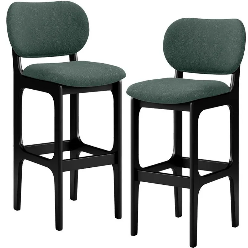 Kit 2 Banquetas Alta Cozinha Betta L02 Preto Verde Musgo - Lyam Decor
