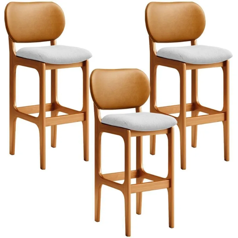 Kit 3 Banquetas Alta Betta Imbuia Whisky Linho Cinza - Lyam Decor