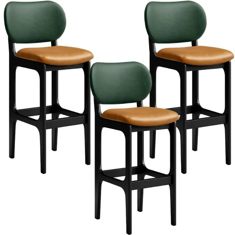 Kit 3 Banquetas Alta Betta Preto Facto Verde Whisky - Lyam Decor