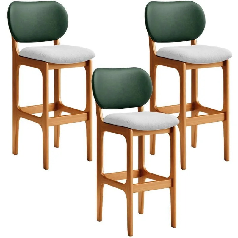 Kit 3 Banquetas Alta Betta Imbuia Facto Verde Linho Cinza - Lyam Decor