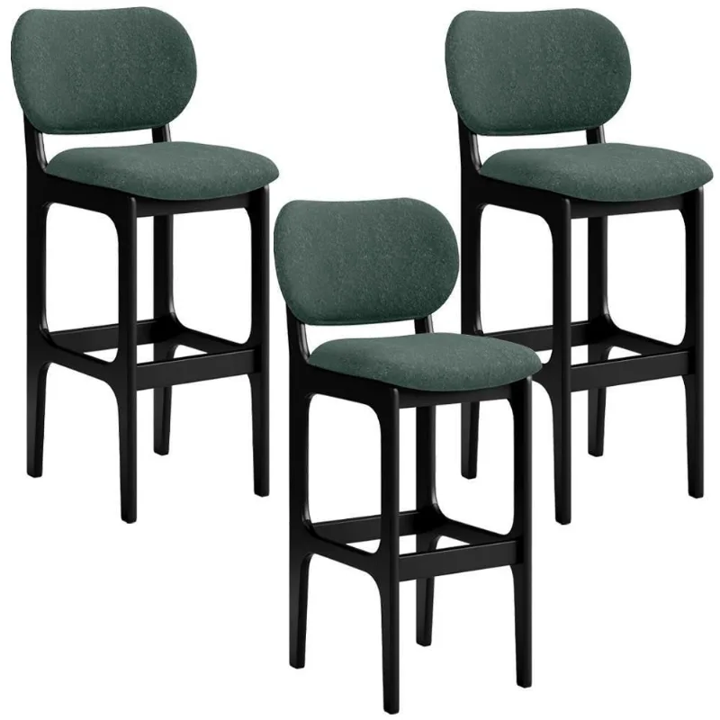 Kit 3 Banquetas Alta Cozinha Betta L02 Preto Verde Musgo - Lyam Decor