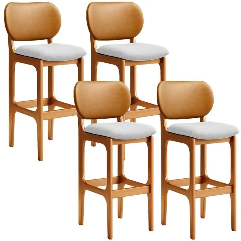 Kit 4 Banquetas Alta Betta Imbuia Whisky Linho Cinza - Lyam Decor