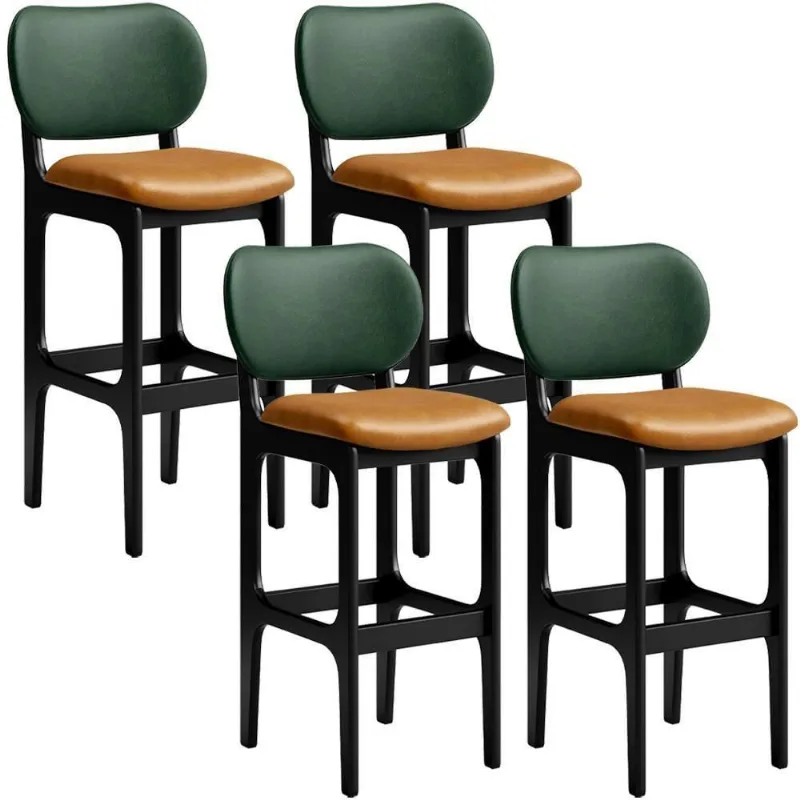 Kit 4 Banquetas Alta Betta Preto Facto Verde Whisky - Lyam Decor