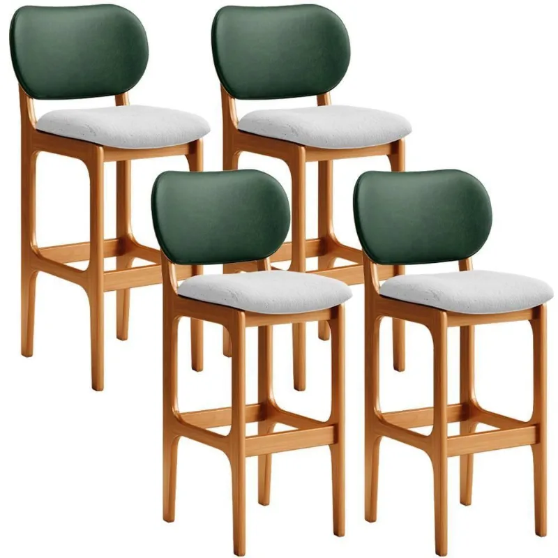 Kit 4 Banquetas Alta Betta Imbuia Facto Verde Linho Cinza - Lyam Decor