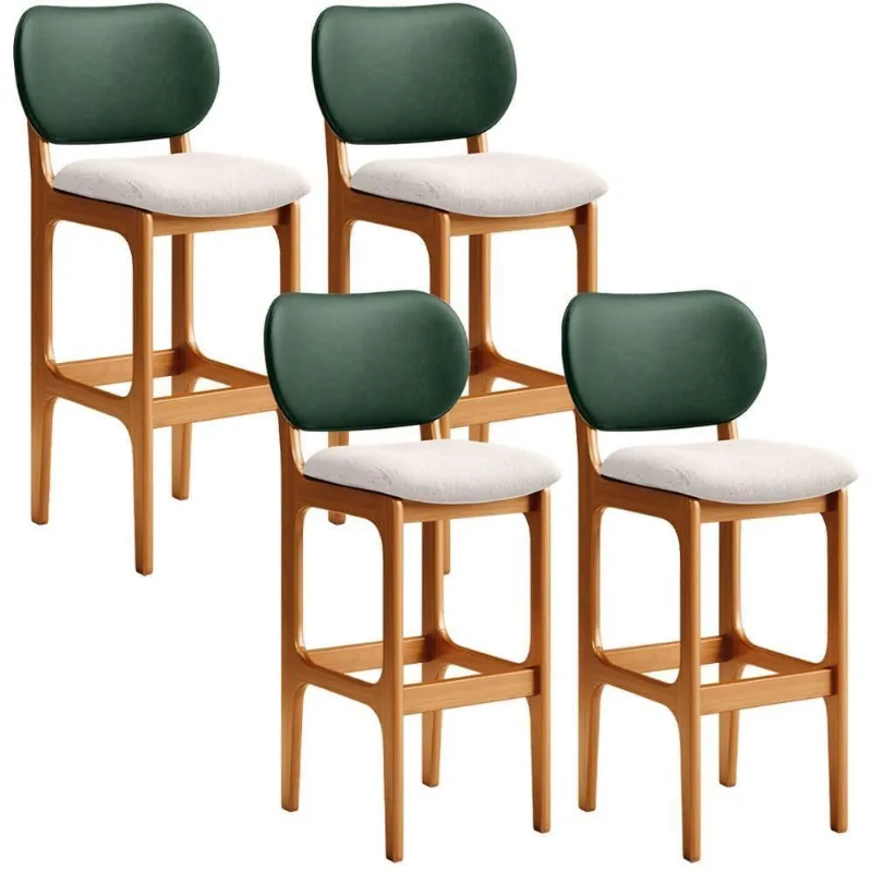 Kit 4 Banquetas Alta Betta Imbuia Facto Verde Linho Cru - Lyam Decor