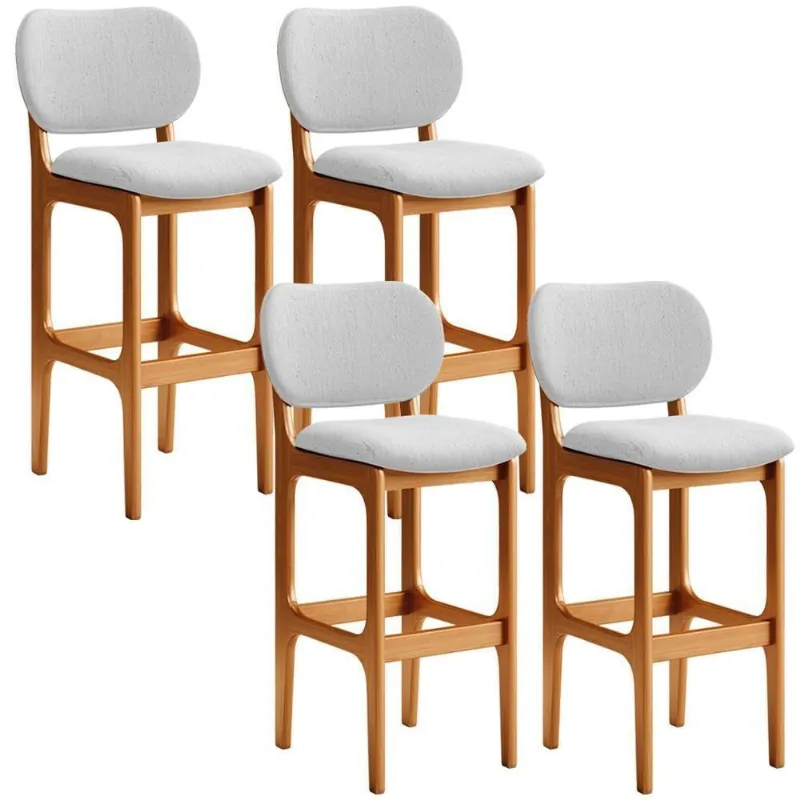 Kit 4 Banquetas Alta Betta Imbuia Linho Cinza - Lyam Decor