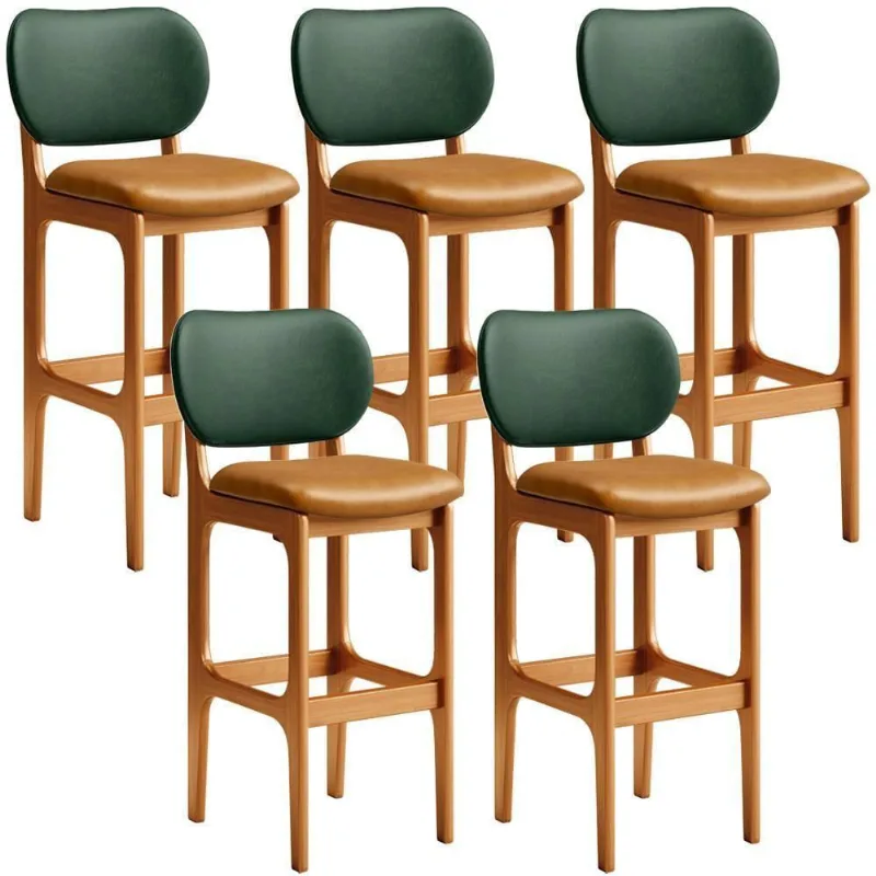 Kit 5 Banquetas Alta Betta Imbuia Facto Verde Whisky - Lyam Decor