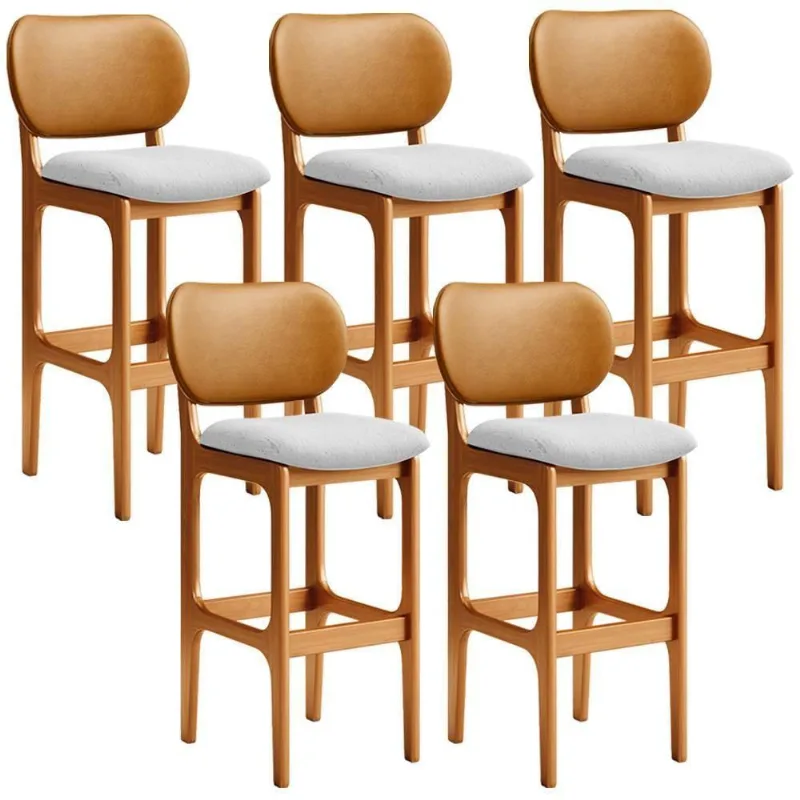 Kit 5 Banquetas Alta Betta Imbuia Whisky Linho Cinza - Lyam Decor