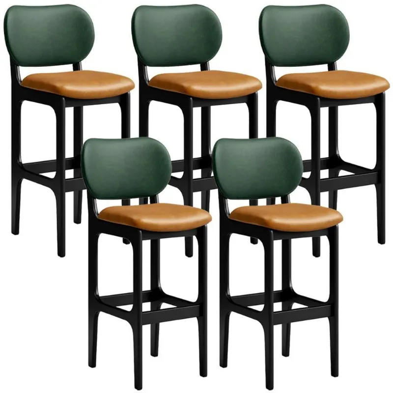 Kit 5 Banquetas Alta Cozinha L02 Preto Verde Whisky - Lyam Decor