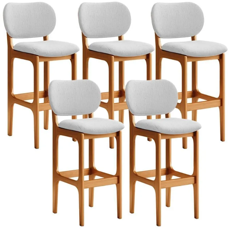 Kit 5 Banquetas Alta Cozinha Betta L02 Imbuia Cinza - Lyam Decor