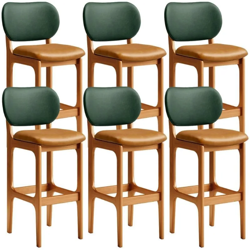 Kit 6 Banquetas Alta Cozinha L02 Imbuia Verde Whisky - Lyam Decor