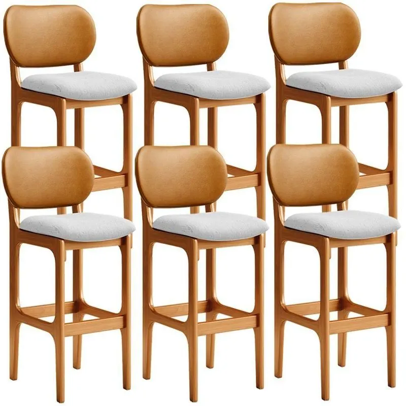 Kit 6 Banquetas Alta Betta Imbuia Whisky Linho Cinza
