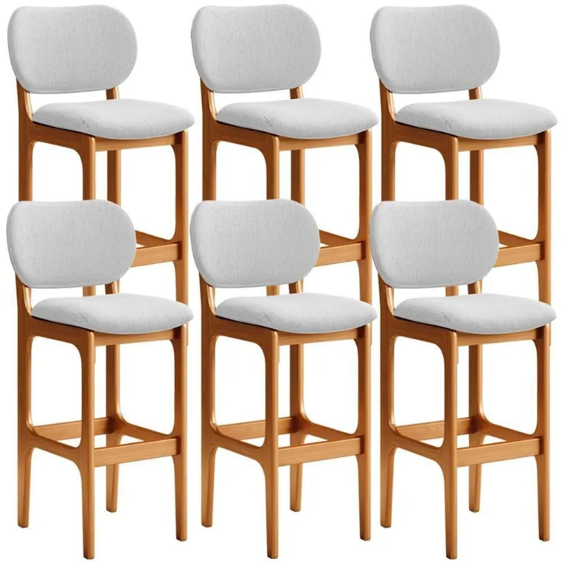 Kit 6 Banquetas Alta Cozinha Betta L02 Imbuia Cinza - Lyam Decor