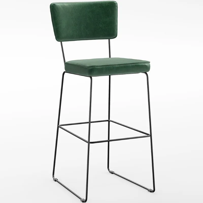 Banqueta Alta Para Cozinha E Sala Jantar Base Em Aço Fixa Allana L02 Facto Verde Musgo - Lyam Decor - Lyam Decor