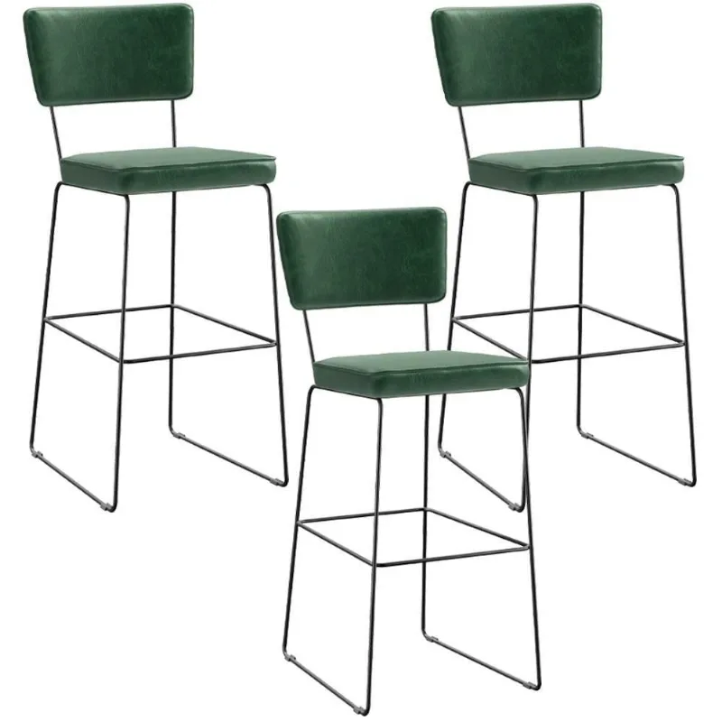 Kit 3 Banquetas Altas Base Em Aço Fixa Facto Verde Musgo - Lyam Decor
