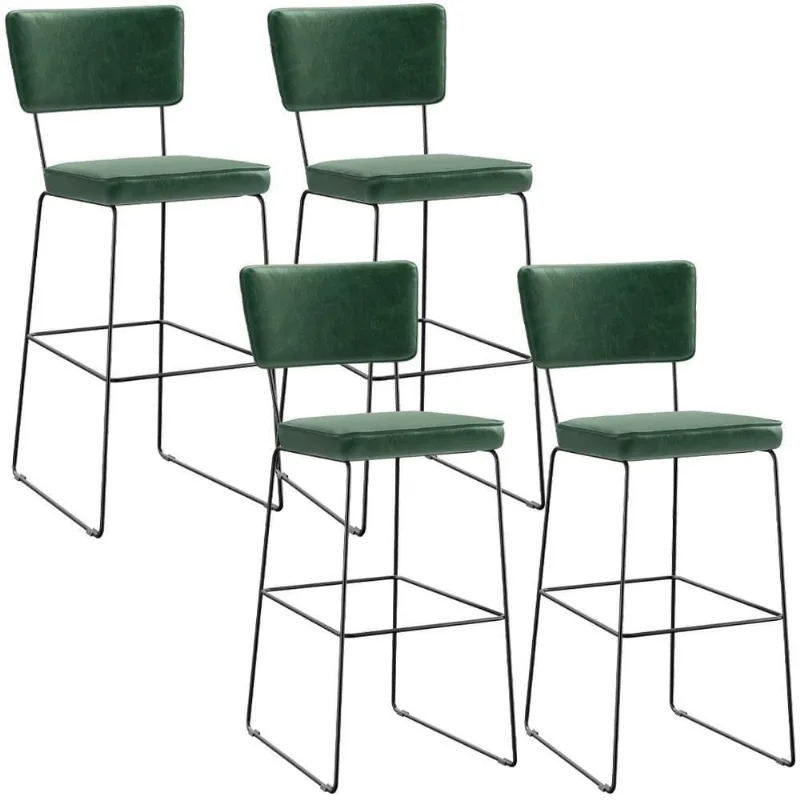Kit 4 Banquetas Altas Base Em Aço Fixa Facto Verde Musgo - Lyam Decor