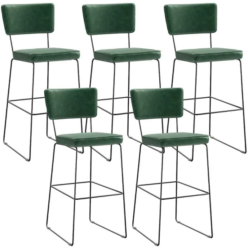 Kit 5 Banquetas Altas Base Em Aço Fixa Facto Verde Musgo - Lyam Decor