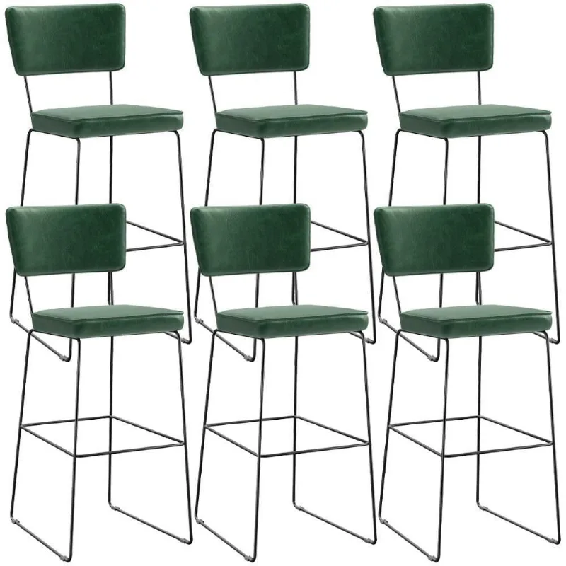 Kit 6 Banquetas Altas Cozinha Allana L02 Facto Verde Musgo - Lyam Decor