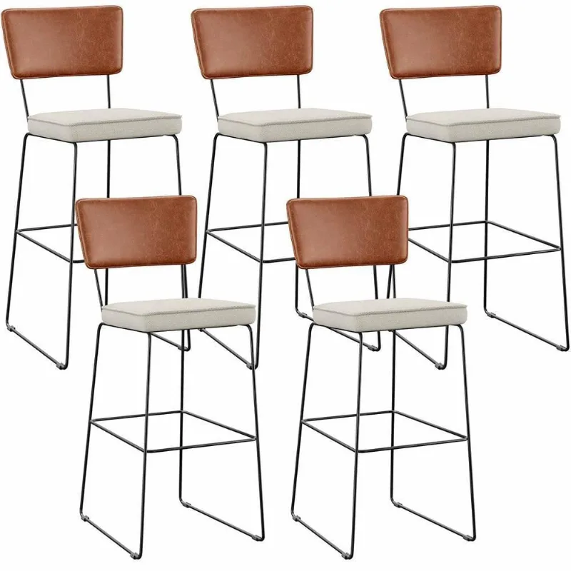 Kit 05 Banquetas Altas Allana L02 Camel Champagne - Lyam Decor