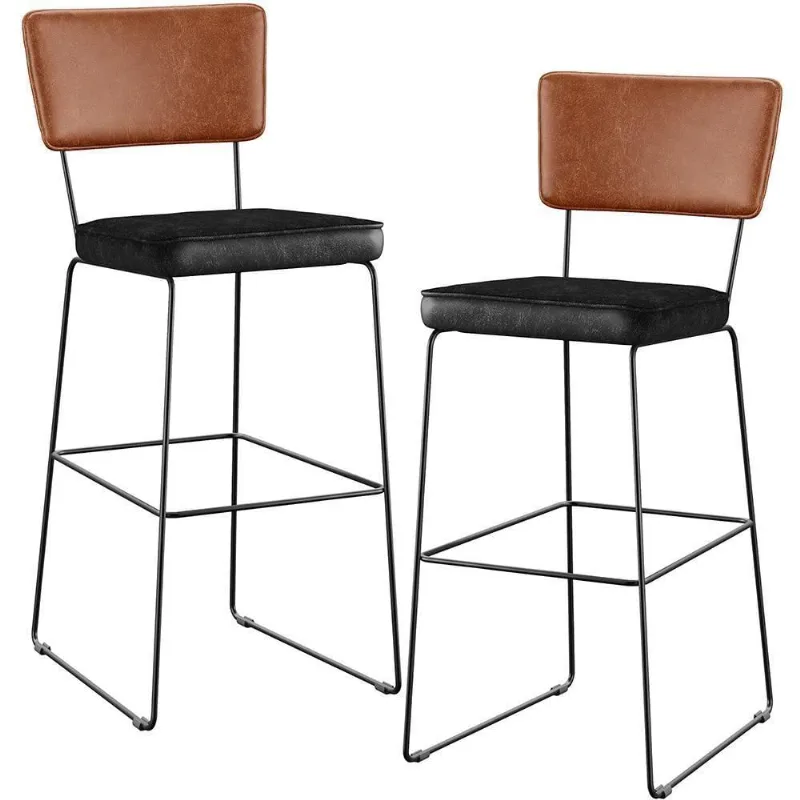 Kit 02 Banquetas Altas Camel Preto - Lyam Decor