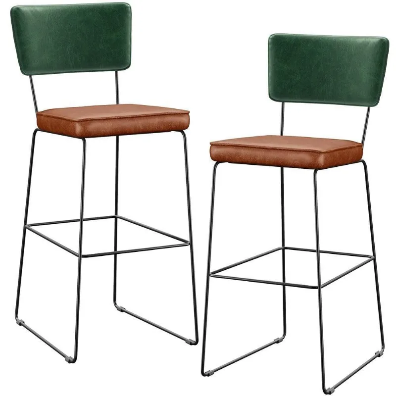 Kit 02 Banquetas Altas Facto Verde Musgo Camel - Lyam Decor