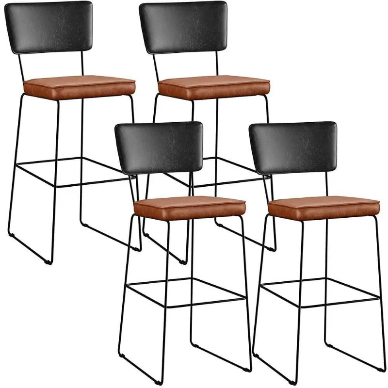 Kit 04 Banquetas Altas Preto Camel - Lyam Decor