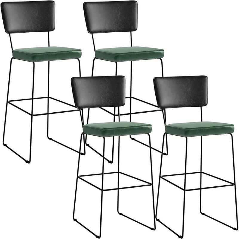 Kit 04 Banquetas Altas Preto Facto Verde Musgo - Lyam Decor