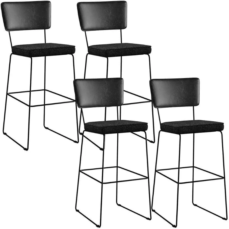 Kit 04 Banquetas Altas Preto Linho Chumbo - Lyam Decor