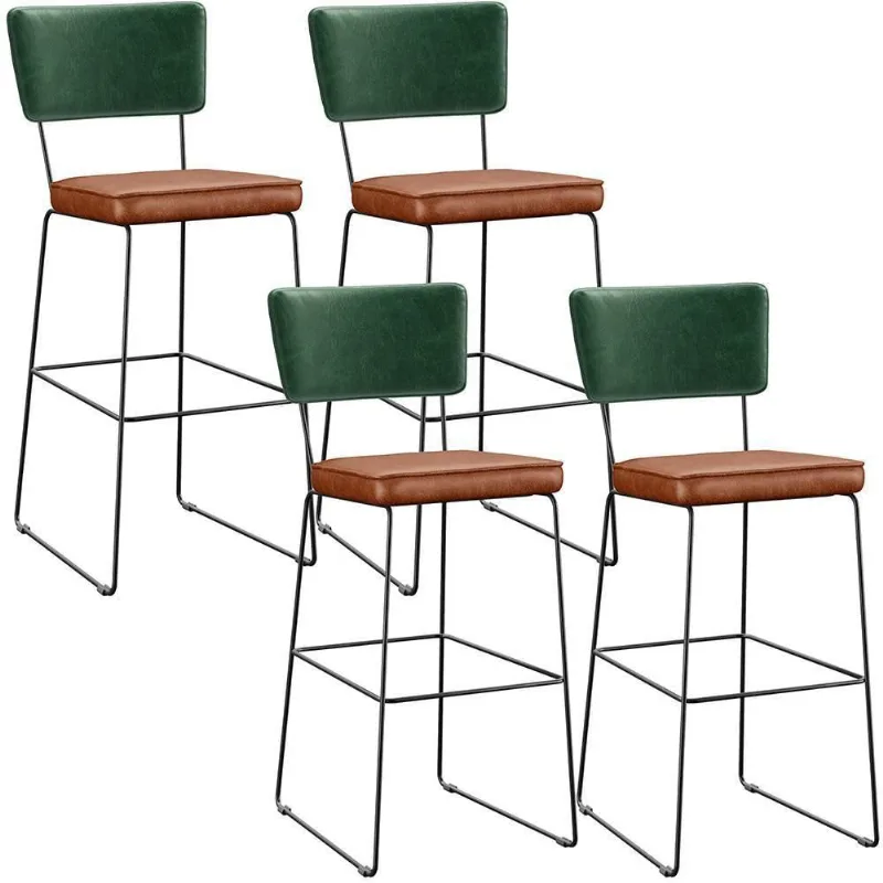 Kit 04 Banquetas Altas Facto Verde Musgo Camel - Lyam Decor