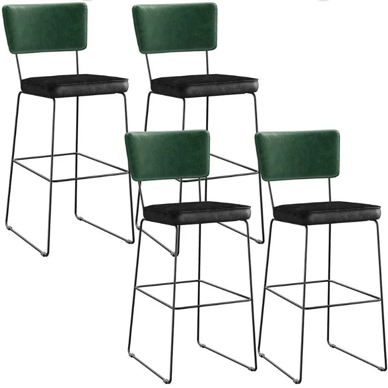Kit 04 Banquetas Altas Facto Verde Musgo Preto - Lyam Decor