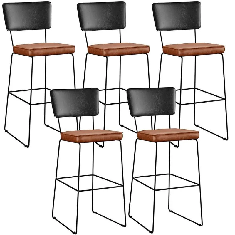 Kit 05 Banquetas Altas Allana L02 Preto Camel - Lyam Decor