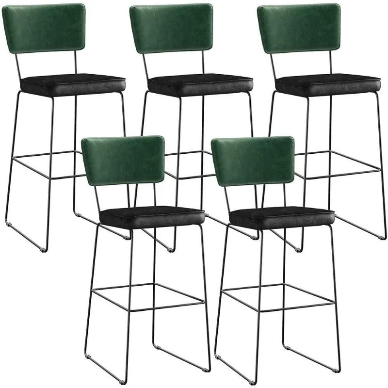 Kit 05 Banquetas Altas Allana L02 Facto Verde Musgo Preto - Lyam Decor