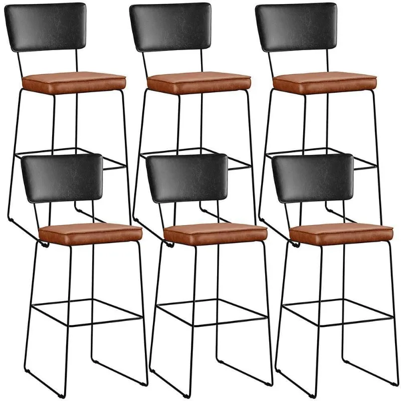 Kit 06 Banquetas Altas Preto Camel - Lyam Decor